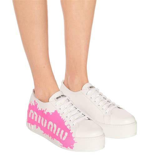 miu miu white leather sneakers|White Leather Sneakers .